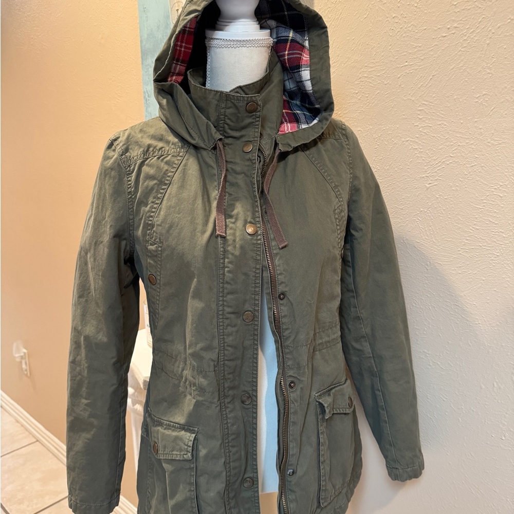 Love Tree Olive Utility Jacket with Hood